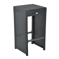 Outsunny 7 Piece Outdoor Patio Rattan Wicker Bar Stool Dining Table Set(m-8)