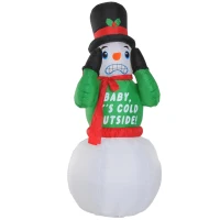 HomCom 7' Tall Outdoor Animated Inflatable Inflatable Christmas Lawn Decoration - Shivering Snowman(m-2)