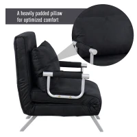 HomCom Single Person Folding 5 Position Steel Convertible Sleeper Bed Sofa Chair - Black(m-7)