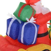 HOMCOM 7' L Christmas Holiday Yard Inflatable Outdoor  Light Up LED Inflatable Decoration  Santa on Sleigh with Reindeer(m-10)