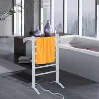 HomCom 6-Bar Bathroom Freestanding Aluminum Electric Heated Towel Warmer Drying Hanger Rack(m-1)