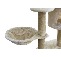 Pawhut 60" Cream Cat Tree Condo - Cream(m-6)