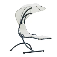 Outsunny Outdoor Hanging Sky Swing Chair with Stand – Cream(m-5)