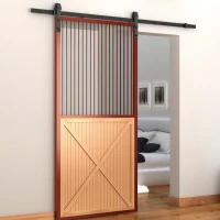 HomCom 6' DIY Interior Single Sliding Barn Door Kit Hardware Set - Black Steel(m-2)