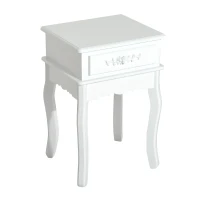 HomCom 24" Wood Living Room End Side Table with Storage Drawer - White(m-1)