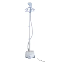HomCom 1.8 Liter 1200W Upright Full Size Clothing Steamer With Fabric Brush And Garment Hanger - White / Grey(m-7)