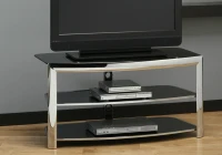 Monarch 42" Modern 3-Tier Black Tempered Glass Shelf Chrome Accent TV Stand(m-2)