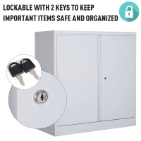 HomCom 36" Counter Height Metal Locking Storage Cabinet with 2 Adjustable Shelves - Grey(m-5)