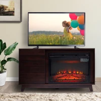 HOMCOM Electric Fireplace TV Stand for TV Up to 50" Wooden Media TV Stand Fireplace(m-2)