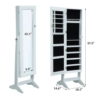 HomCom Mirrored Jewelry Stand with Feet - White(m-3)