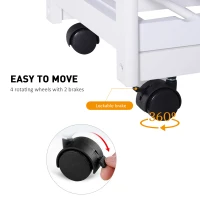 HOMCOM 30” Rolling Wood Top Kitchen Island Trolley Cart - White(m-7)