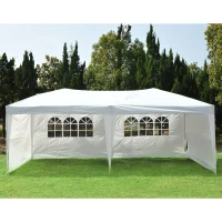 Outsunny 10' x 20' Easy Pop Up Canopy Party Tent with 4 Removable Sidewalls - White(m-1)