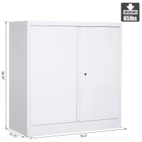 HomCom 36" Counter Height Metal Locking Storage Cabinet with 2 Adjustable Shelves - Grey(m-3)