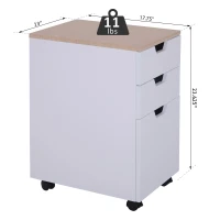 Open Box HomCom 24" 3-Drawer Modern Rolling Storage Cabinet Office Supply Printer Cart With Locking Wheels(m-3)