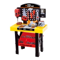 Qaba 53 Piece Kids Portable Pretend Play Toy Tool Workshop Bench Table Set with Shelf(m-1)