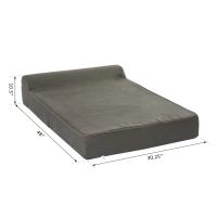 PawHut Orthopedic 52" x 36" Suede Padded Pet Dog Bed  Memory Foam Bolster with Pillow - Army Green with Brown Liner(m-3)