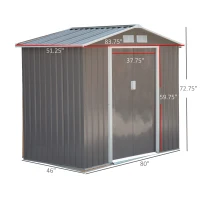 Outsunny 7' x 4' Outdoor Metal Garden Storage Shed with Sloped Roof - Gray/White(m-3)