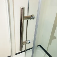 HomCom Frameless Glass Sliding Shower Door - Polished Stainless - 48" Width / 3/8" Glass(m-2)