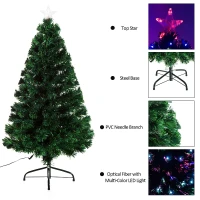 Open Box HomCom 4' Artificial Pre-Lit Fiber Optic LED Light-Up Christmas Tree with 8 Light Settings and Stand - Green(m-5)