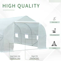 Outsunny 11' x 10' x 7' Outdoor Portable Walk-In Tunnel Greenhouse with Windows - White(m-4)