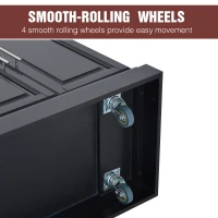 HomCom Modern Kitchen Rolling Island Cart Storage Cabinet with Stainless Steel Top - Black(m-7)