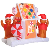 HomCom 5' 6 LED Outdoor Christmas Gingerbread House Inflatable(m-2)