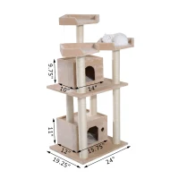 Pawhut 51” Cat Tree Tower - Beige(m-3)