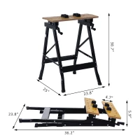 HomCom 25” Adjustable Folding Portable Work Bench and Vise – 330lb Capacity(m-3)