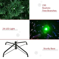 HomCom 6' Artificial Pre-Lit Fiber Optic Holiday Christmas Tree Xmas Decorative Shining Tree with 28 LED Lights(m-8)