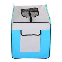 Pawhut 27" Soft Sided Folding Pet Crate Carrier - Light Blue/Gray(m-6)