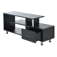 HomCom 60” Media Center Flat Screen TV Stand With Single Drawer Storage - Black(m-2)