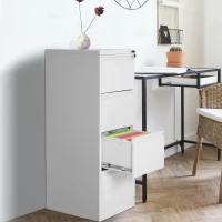Vinsetto Metal 4 Drawer Vertical Locking Filing Cabinet - White(m-2)