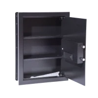 HomCom 19" x 14" x 4" Digital Wall Mounted Home Security Storage Safe w/ Biometric Fingerprint Scan - Black(m-2)