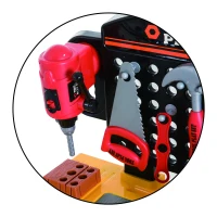 Qaba 53 Piece Kids Portable Pretend Play Toy Tool Workshop Bench Table Set with Shelf(m-8)