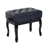 HomCom Faux Leather Traditional Adjustable Storage Piano Bench - Black(m-1)