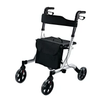 HomCom Aluminum Folding Rollator Walker w/ Seat and 8" Wheels(m-1)