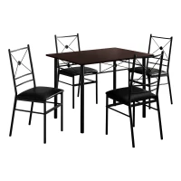 Monarch 5 Piece 43" Rectangular Metal Framed Table and Chairs Dining Set - Cappuccino / Black(m-1)