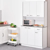 HomCom 71" Contemporary Freestanding Kitchen Buffet Hutch Cabinet with Server and Storage - White and Grey(m-2)