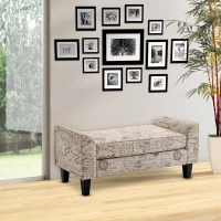 HomCom 42"  Accent Ottoman Upholstered Fabric Bench With Armrests - Script Print(m-1)
