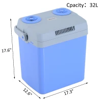 Outsunny 33 Quart 12V AC/DC Thermoelectric Portable Cooler / Warmer w/ Car Adapter - Blue(m-3)
