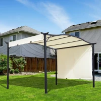 Outsunny 10’ x 12’ Steel Fabric Retractable Pergola Canopy Shade Kit - Cream White(m-1)