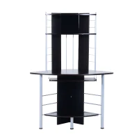 HomCom 45" Arch Tower Corner Computer Desk with Hutch- Walnut(m-1)