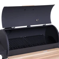 Outsunny 48" Steel Portable Backyard Charcoal BBQ Grill and Offset Smoker Combo with Wheels(m-11)