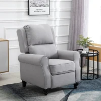 HOMCOM Modern Manual Recliner Armchair with Retractable Footrest  Grey(m-2)
