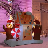 HomCom 5' 6 LED Outdoor Christmas Gingerbread House Inflatable(m-4)