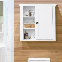 HomCom 21" Wood Wall Mount Bathroom Linen Storage Cabinet - White(m-11)