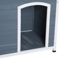 PawHut 46” x 31” Wooden Rustic Outdoor Elevated Dog House With Hinged Roof(m-9)