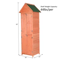 Outsunny Solid Pine Wood Lockable 4-Door Storage Shed with Shelving for Your Backyard Garden Organization Needs(m-3)