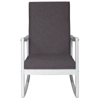 HomCom Modern Wood Rocking Chair Indoor Porch Furniture for Living Room - White / Gray with Cushion(m-5)