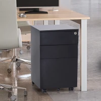 Vinsetto 24" Metal 3 Drawer Locking Under Desk Filing Cabinet On Wheels - Black(m-2)